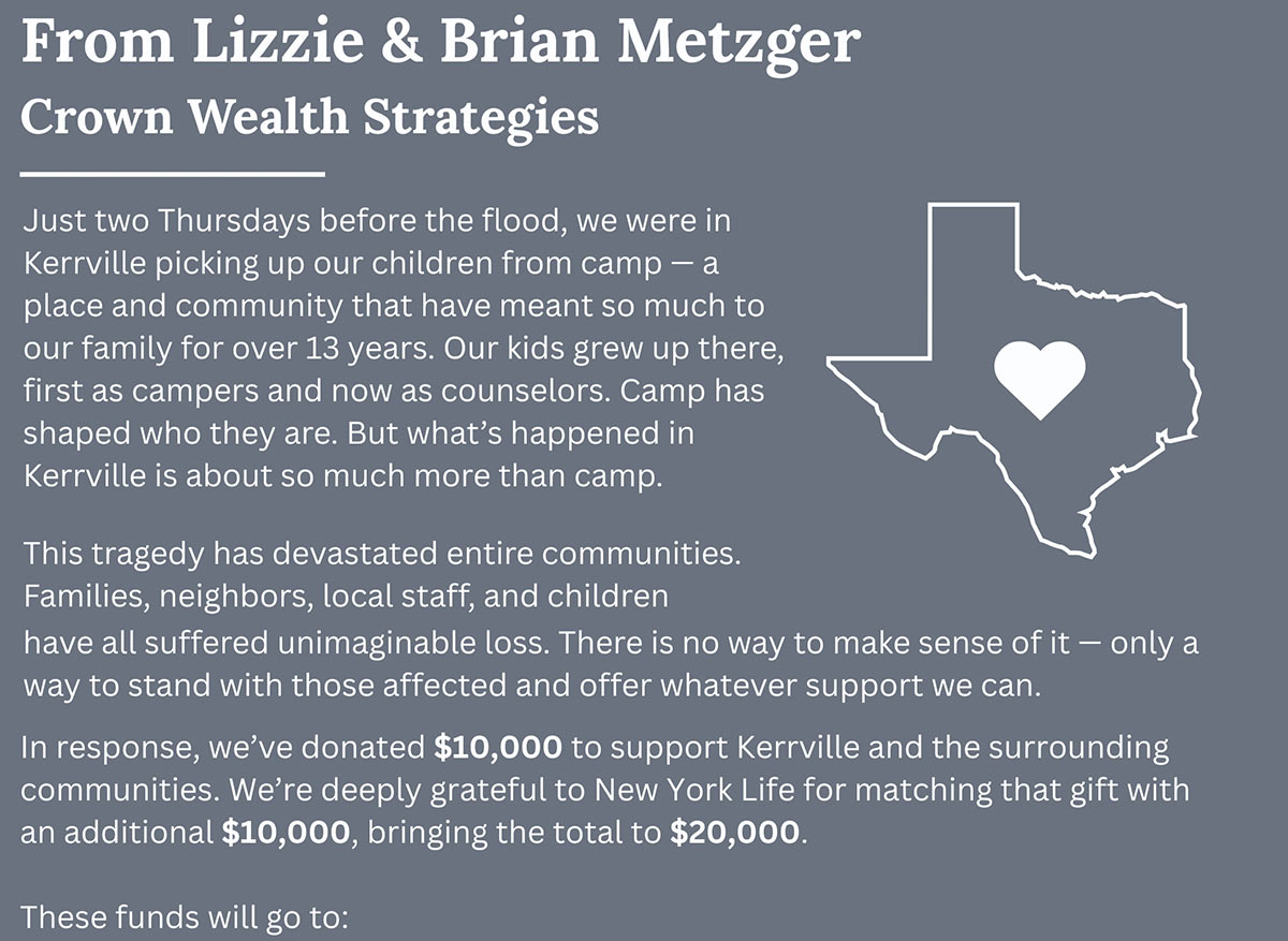 CWS Donates $20,000 in Response to Kerrville Tragedy